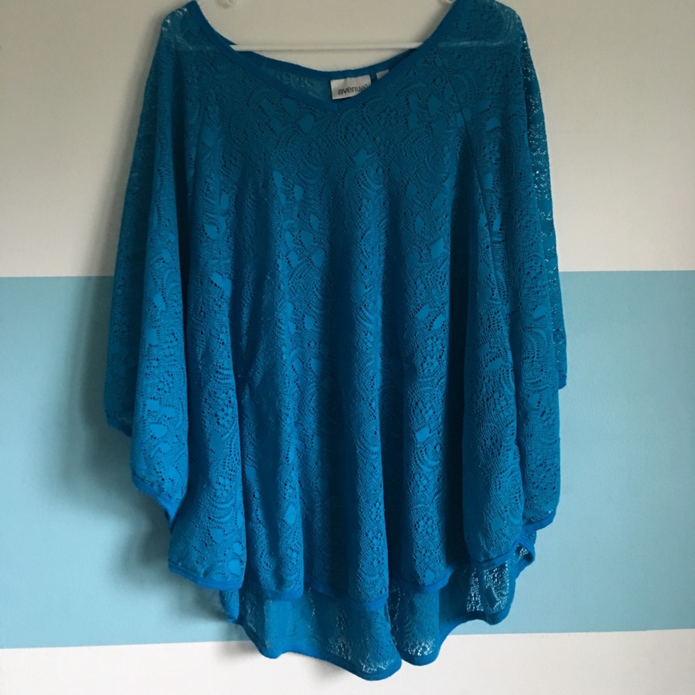 Avenue Blue Lace Poncho Top